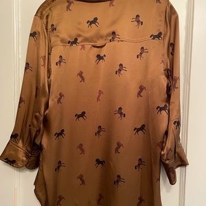 L’agence Three-Quarter Sleeve Silk Blouse